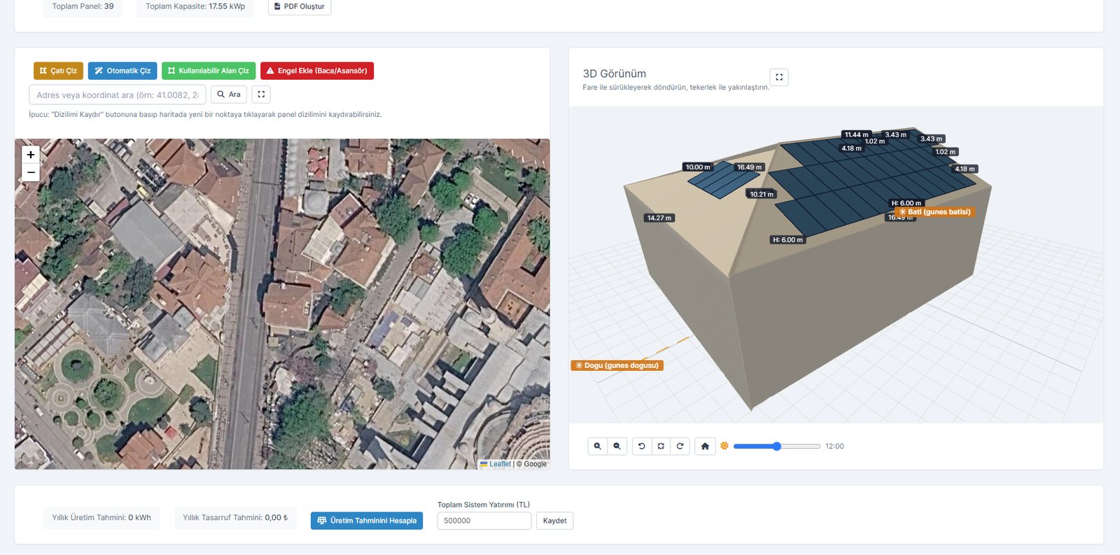 3D Çatı Modelleme ve Panel Dizilimi